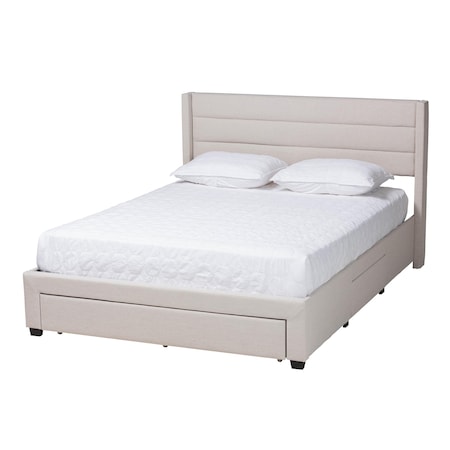 Baxton Studio Braylon Transitional Beige Fabric and Dark Brown Finished Wood 3-Drawer Storage Platform Bed-Full 232-13075-ZORO